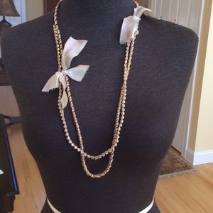 J. Crew rope chain necklace with "diamonds"&bows